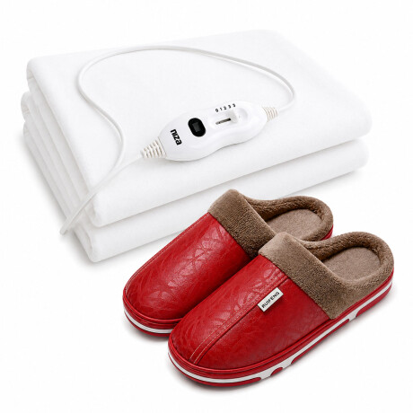 Set Pantufla Cuerina Unisex + Calienta Cama 1 Pza 3 Niveles Rojo