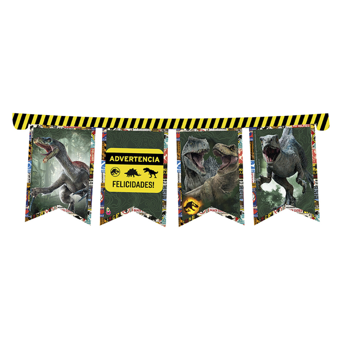 Cotillón Banderín Cartel Felicidades Jurassic World 150 cm 