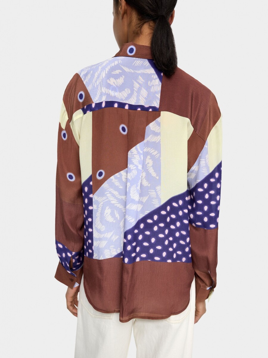 Camisa Fluida Con Estampado marron