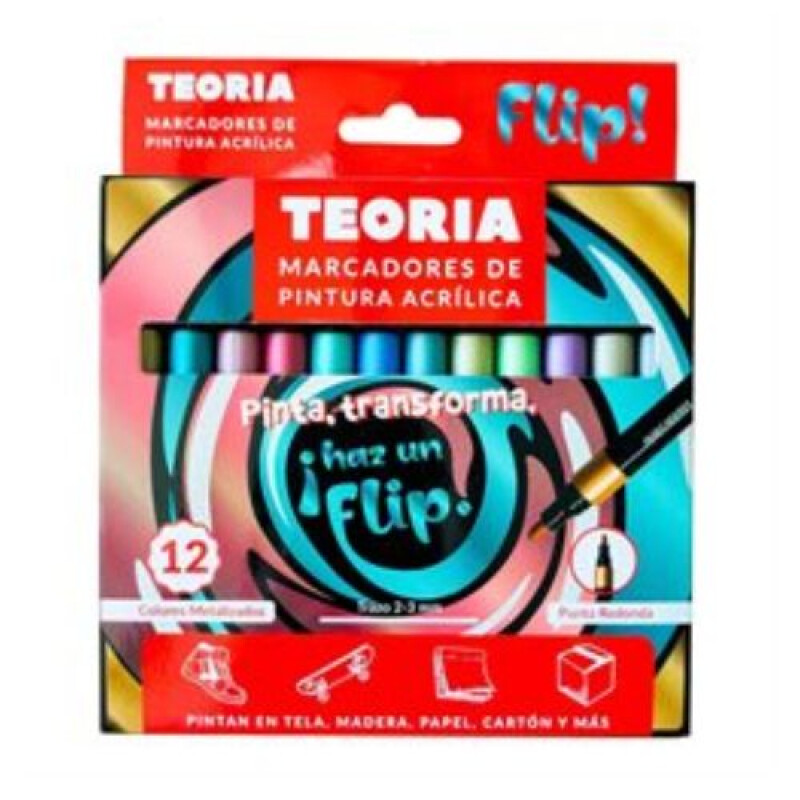 MARCADOR PINTURA FLIP TEORIA X 12 METALIZADOS Marcador Pintura Flip Teoria X 12 Metalizados
