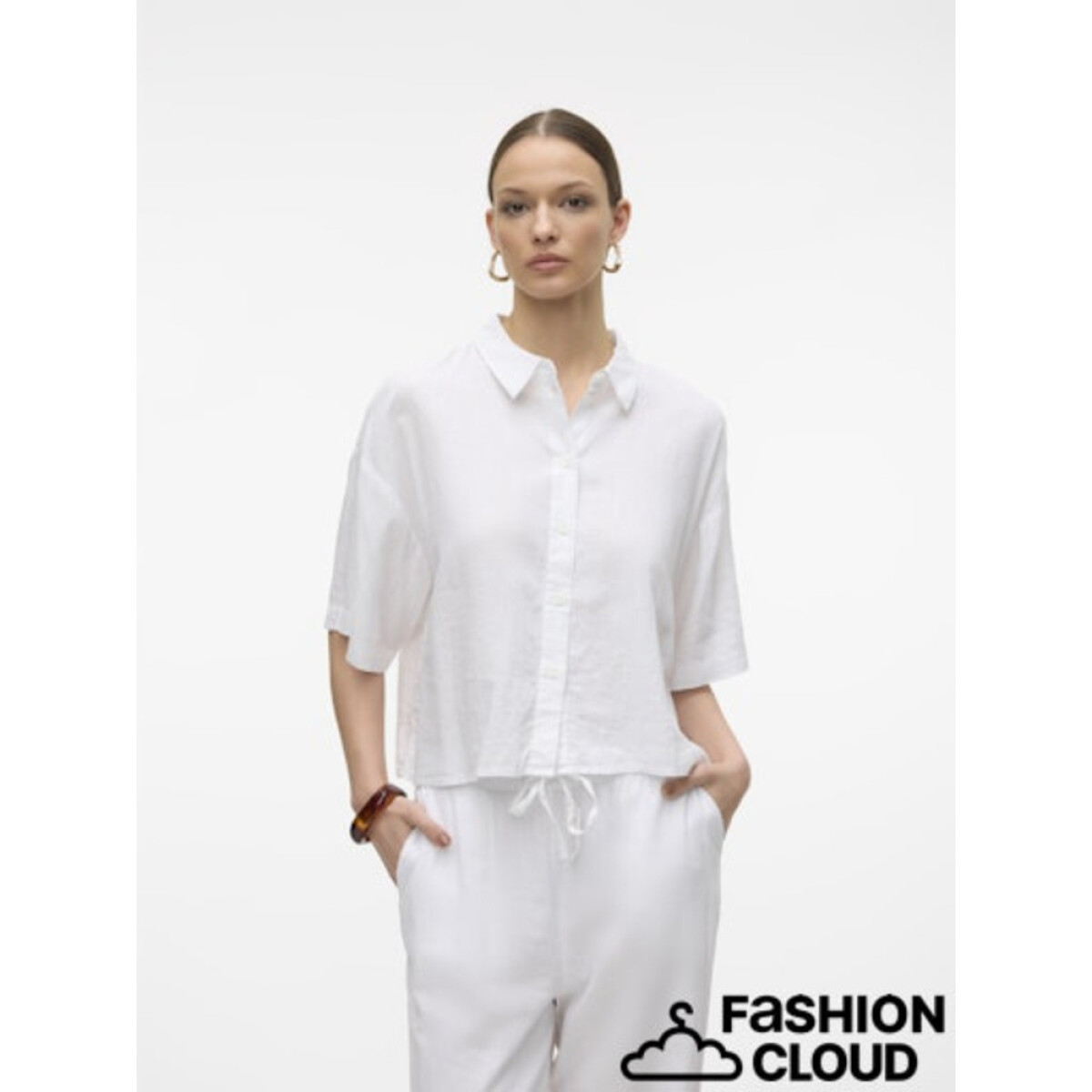 VMLINN 2/4 SHORT SHIRT WVN NOOS - SNOW WHITE 