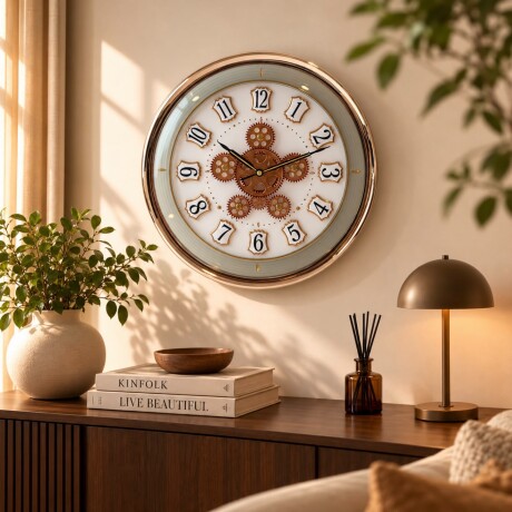 Reloj de Pared Vintage Blanco con Números en Relieve- Ø41.5 cm Reloj de Pared Vintage Blanco con Números en Relieve- Ø41.5 cm