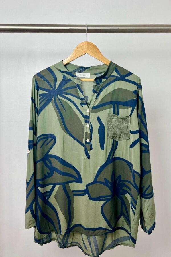 CAMISA KETZIA LINEAS AZULES MILITAR