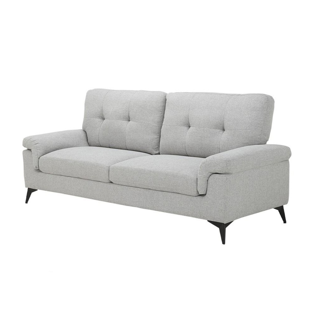 Sillón 3 Cuerpos Tela y Madera Natural Living - Lamona Gris Claro