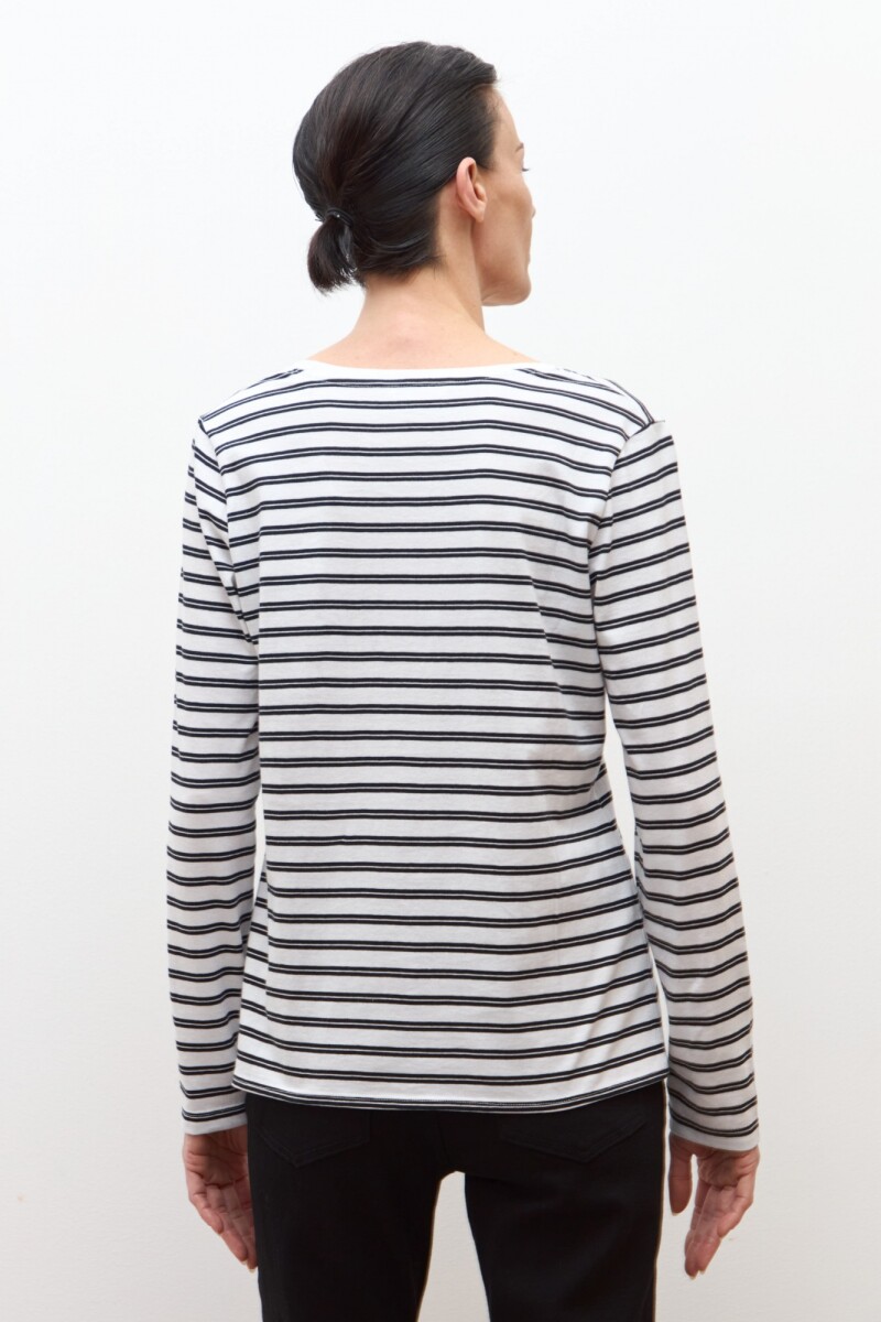 Remera rayada manga larga blanco