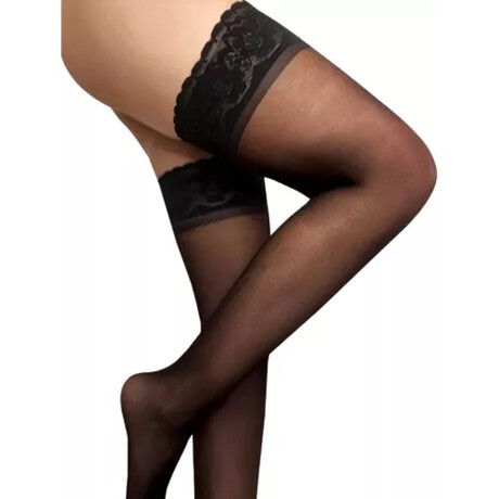 Medias de Lycra Con Puntilla Siliconada Negro