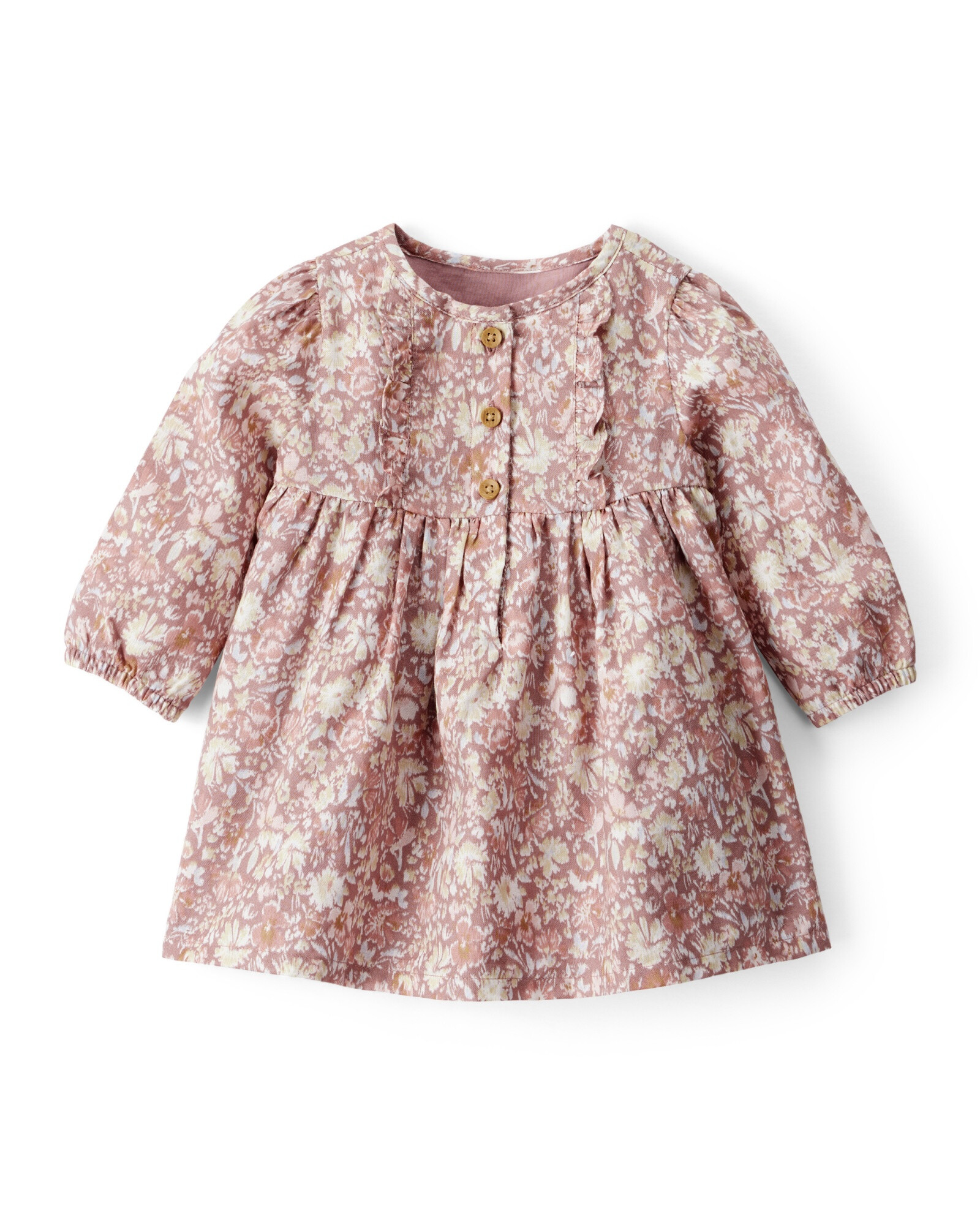Vestido de algodón, rosado, diseño floral Vestido de algodón, rosado, diseño floral