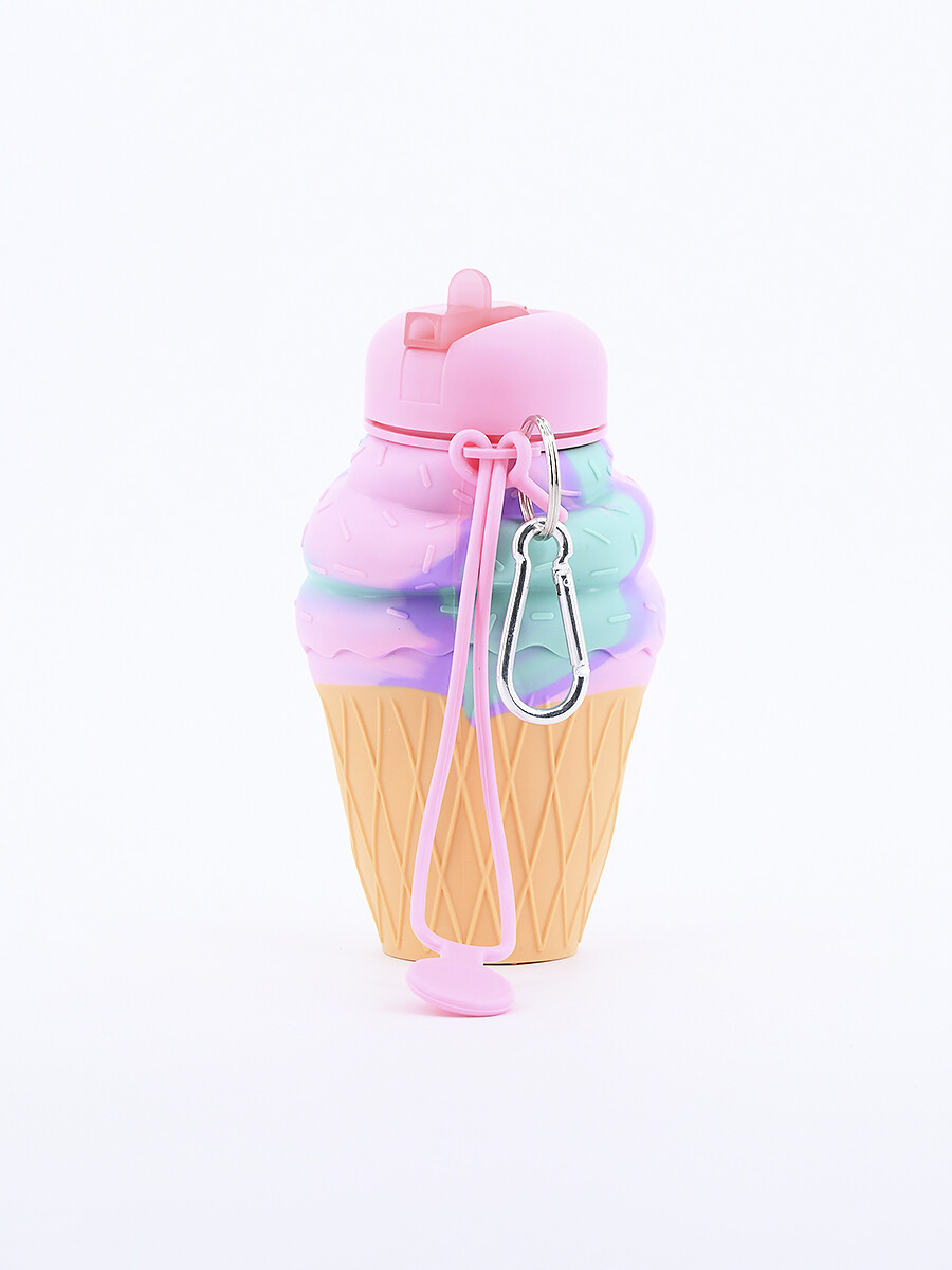 BOTELLA DE SILICONA PLEGABLE HELADO - ROSADO 