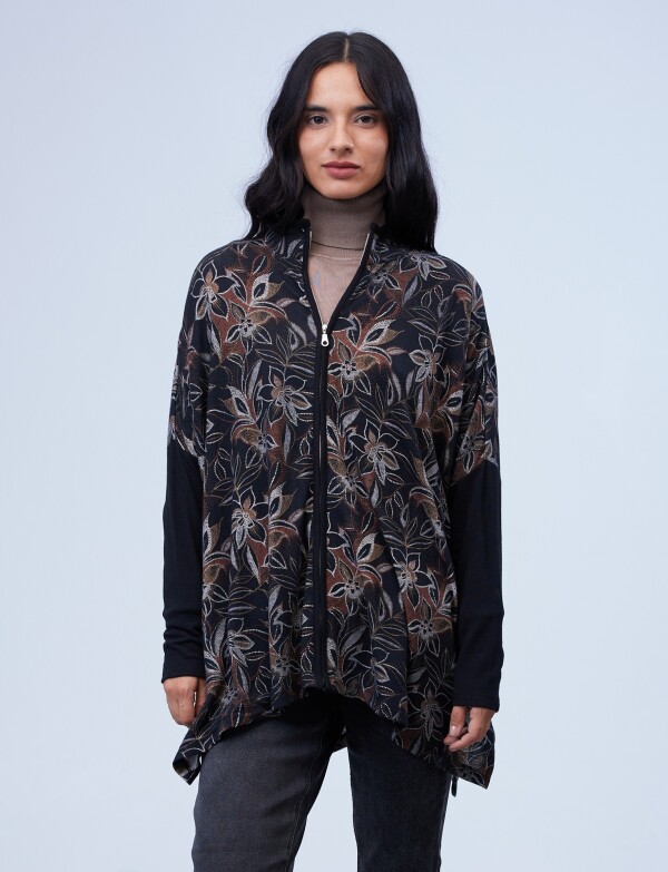Cardigan Oversized Zip NEGRO/MULTI