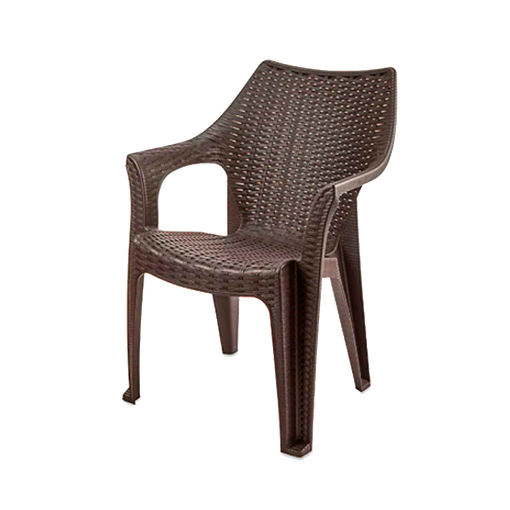 Silla De Plastico Con Posabrazos Apilable Marron