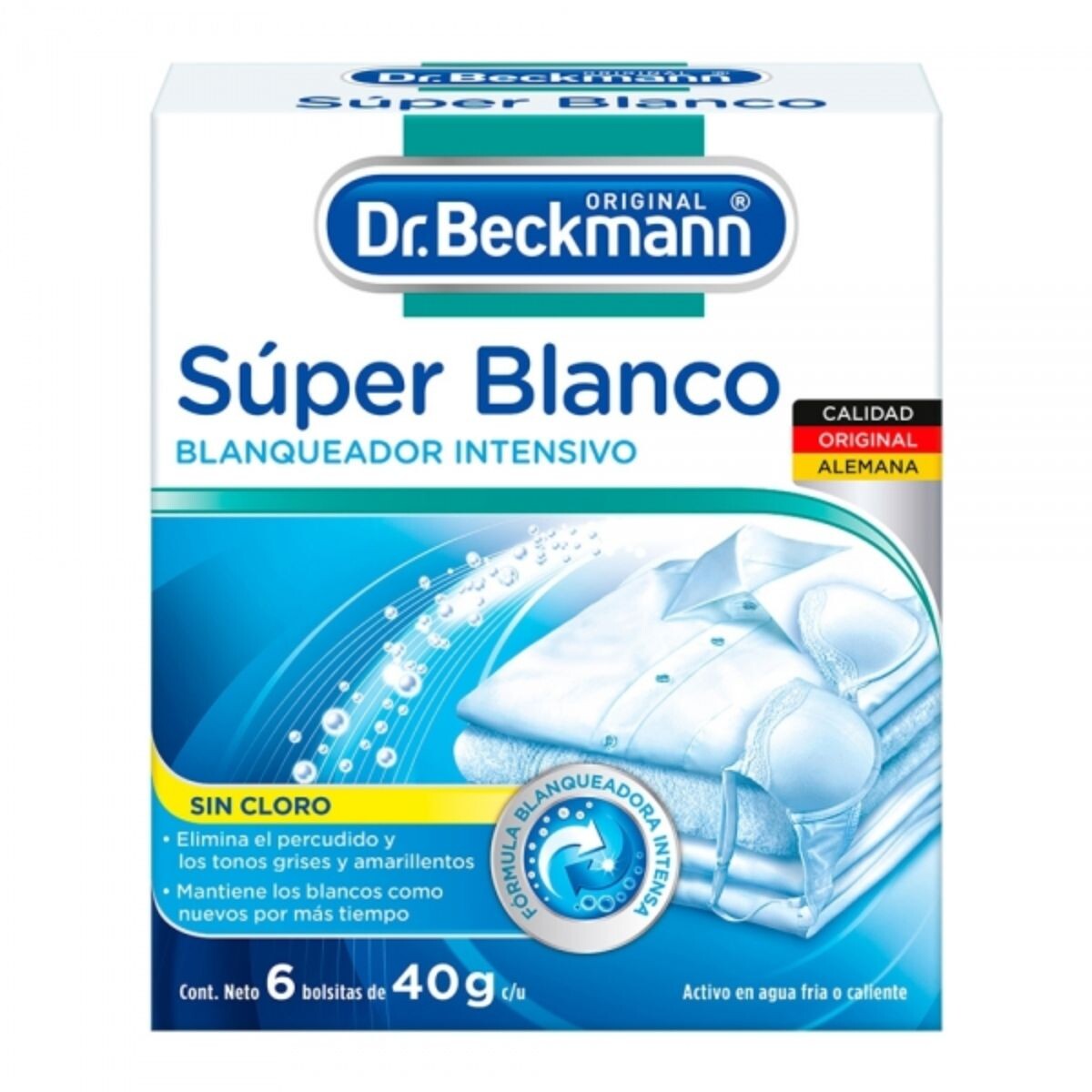 Toallitas Tipo Bolsas Quitamanchas Dr. Beckmann Súper Blanco 40 GR 