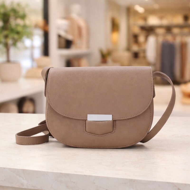 Cartera Bandolera de Dama en Cuero Sintético Topo