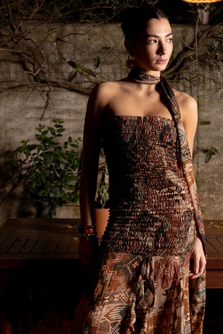 Vestido Jazmín Geo marrón