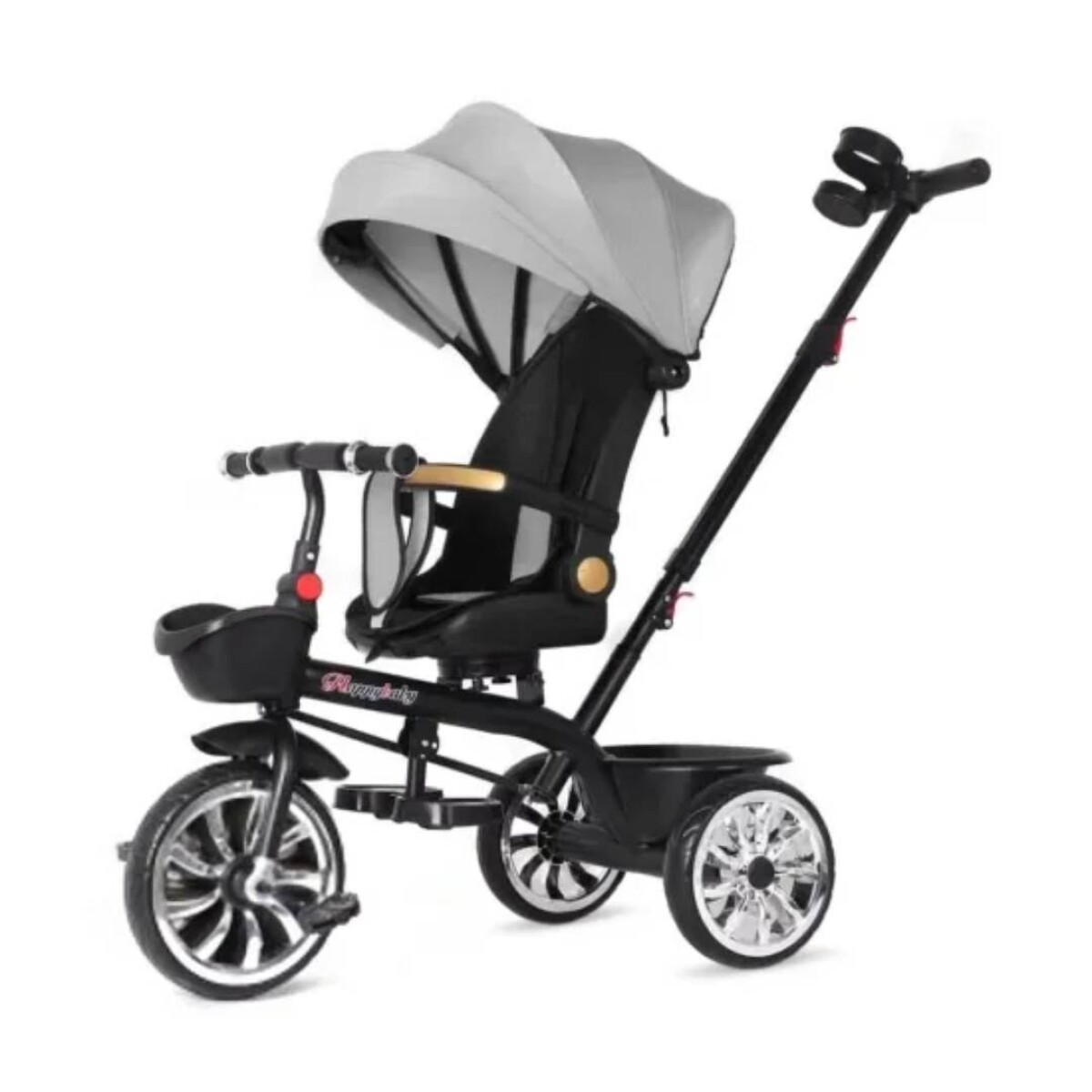 Triciclo con tutor gira 360° - Negro con gris 