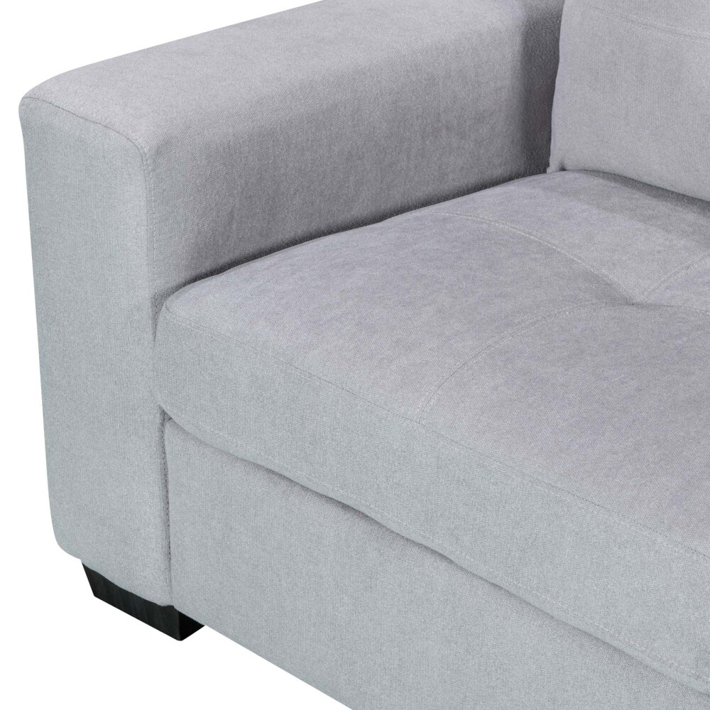 SOFÁ C/CHAISE MÁS DE 4 CUERPOS TELA GRIS DETROIT
