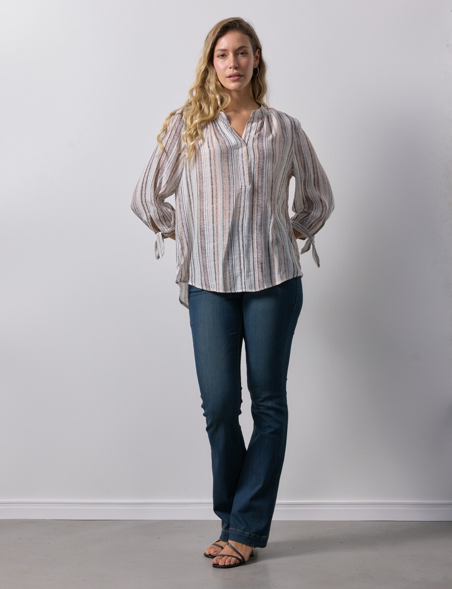 Blusa Lineas Mga Nudos - Multi/marron 