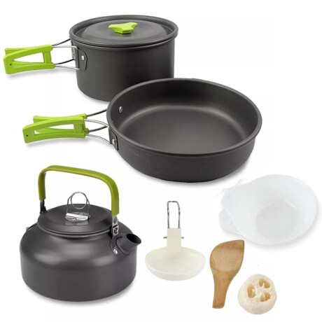 Juego de ollas para camping - 6 piezas Verde