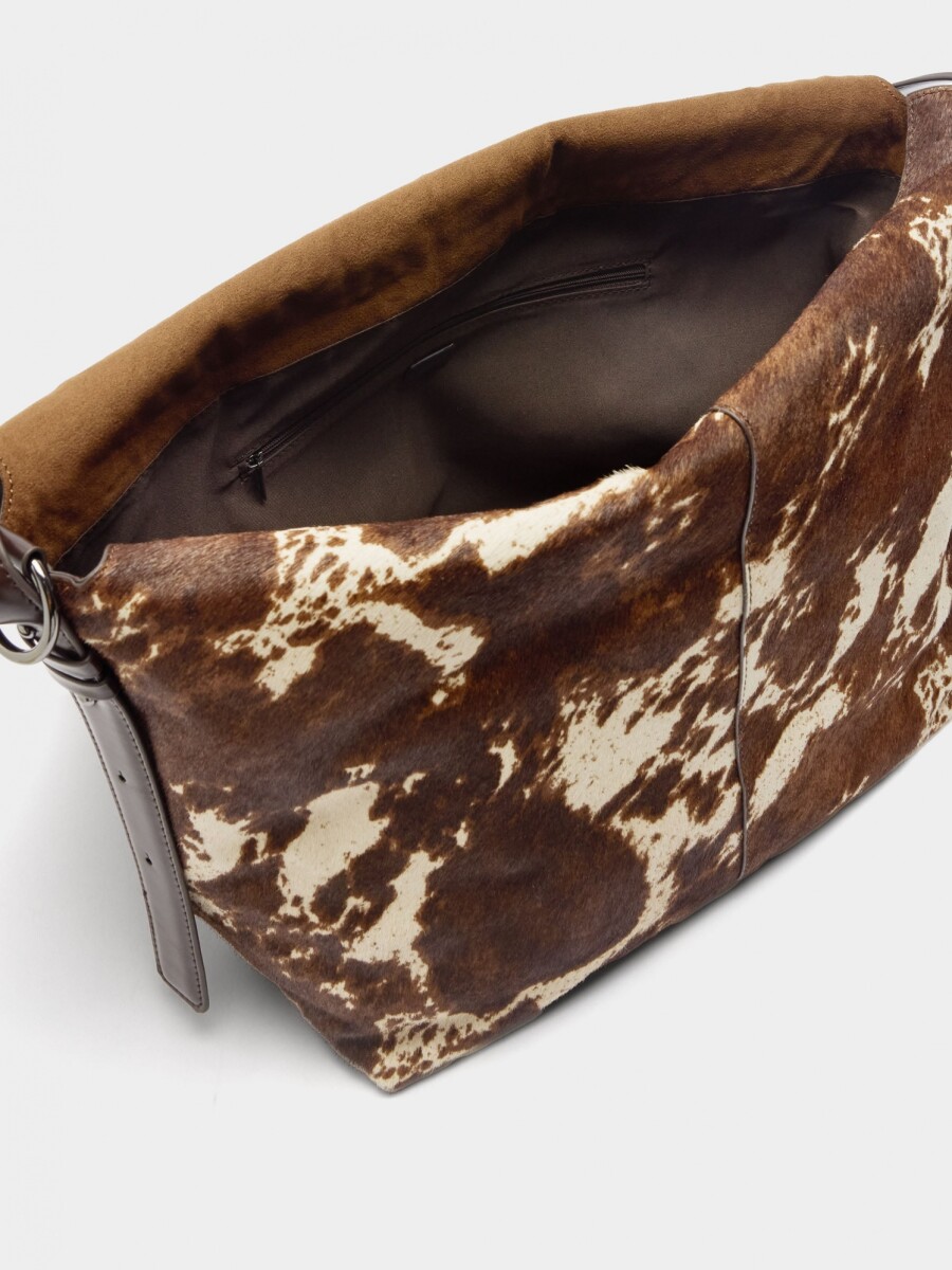 Bolso De Hombro De Piel Con Pelo crudo