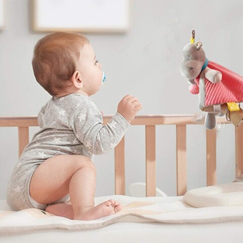 Peluche Manta de Apego Sensorial con Mordillo Hipopótamo Gris 1