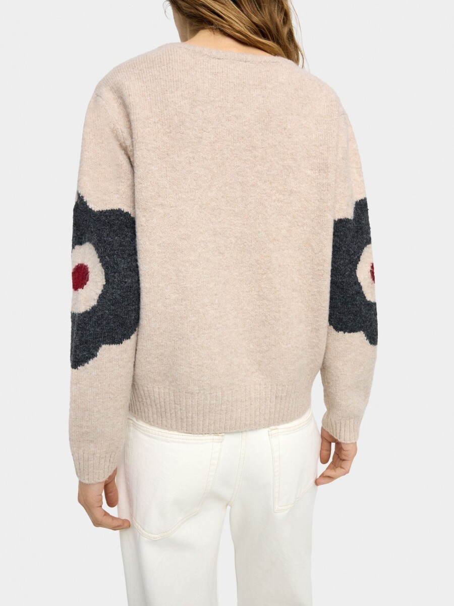 Jersey De Punto Con Flores beige