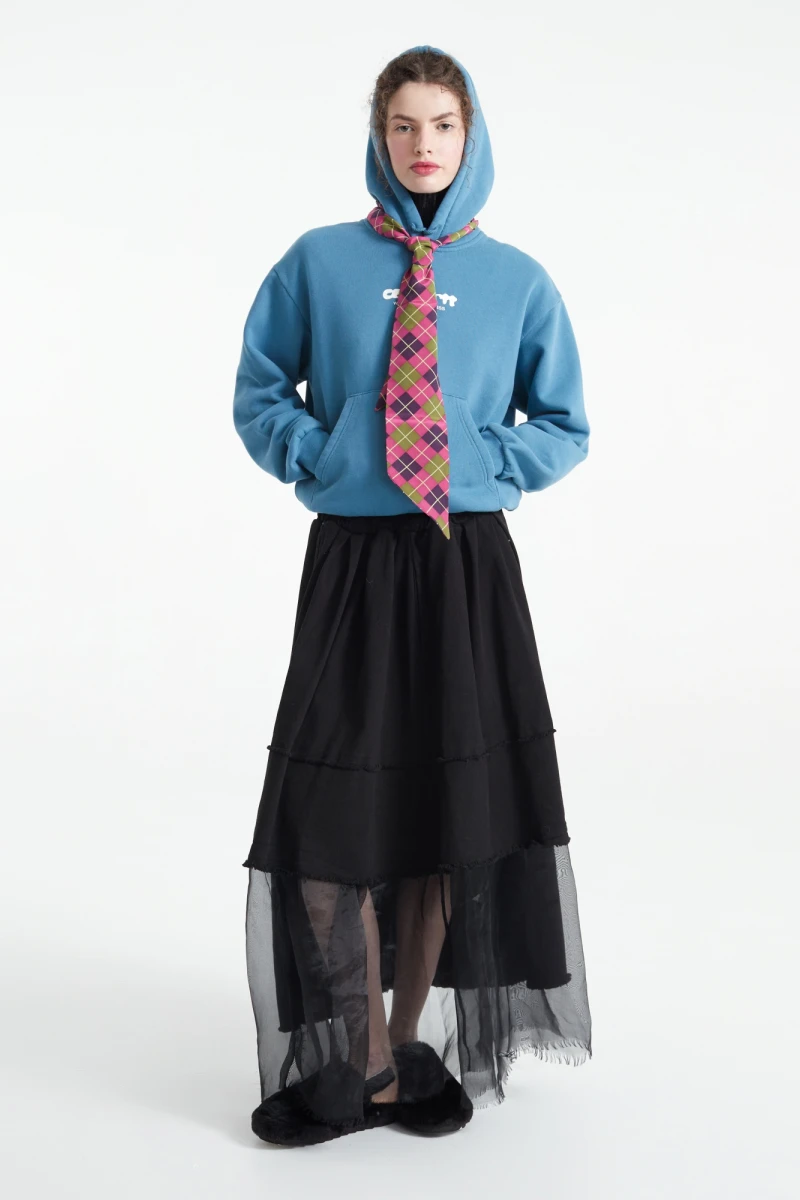 W' Hooded Ink Bleed Sweat Azul