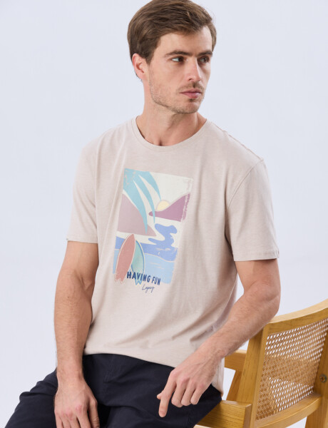 REMERA ESTAMPADA DE ALGODÓN Beige