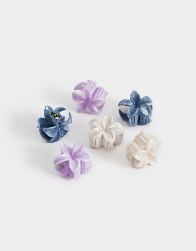 Hebillas Infantiles Hawaianas Set De Broches Flor Hawaiana - Combinacion Tricolor