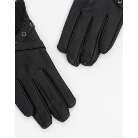 Par De Guantes De Pu Con Apertura Frontal Y Ojales Metalicos Negro