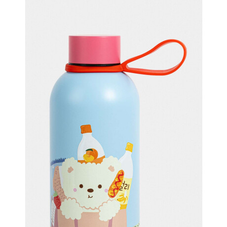Botella De Acero De 500ml Con Strap De Silicona Azul Celeste