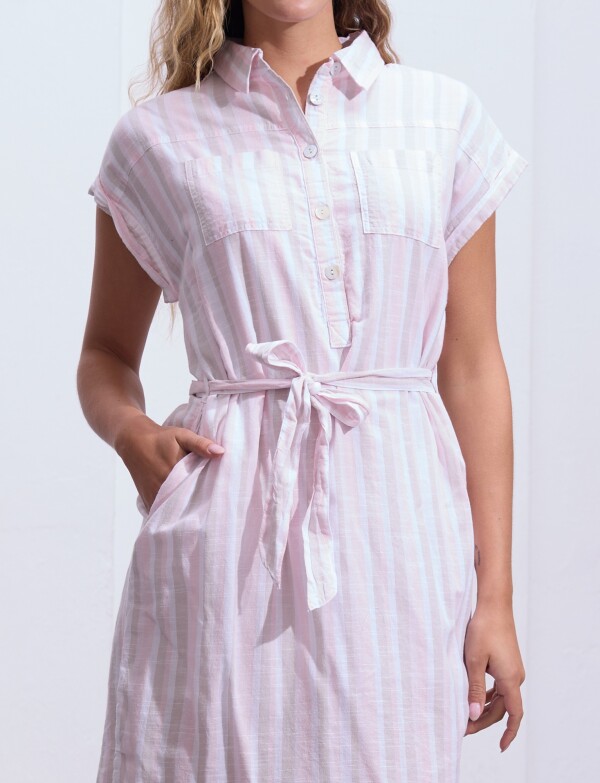 Vestido Algodon Detalle Botones ROSA/MULTI