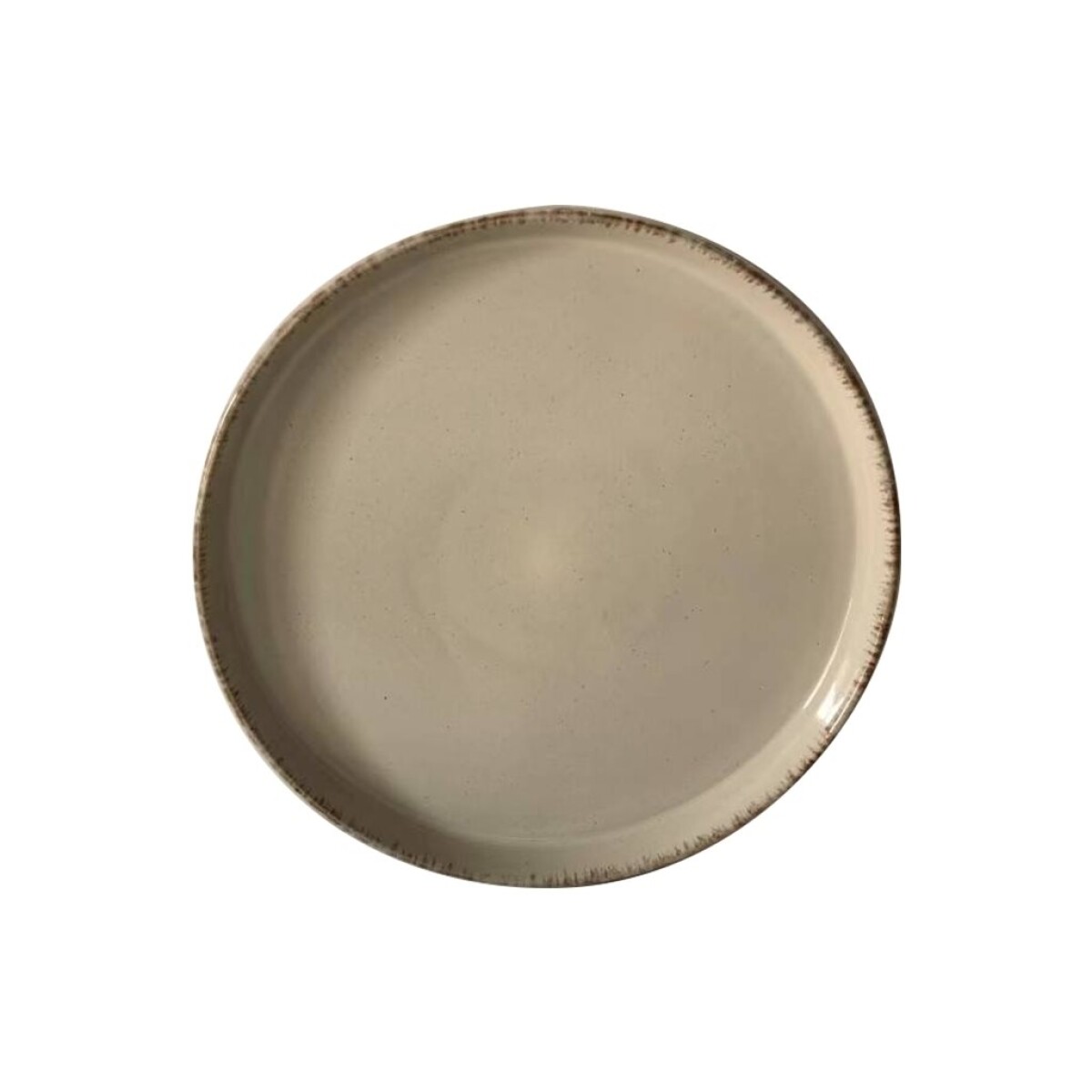 PLATO DE POSTRE D20CM BEIGE BORDE MARRON 