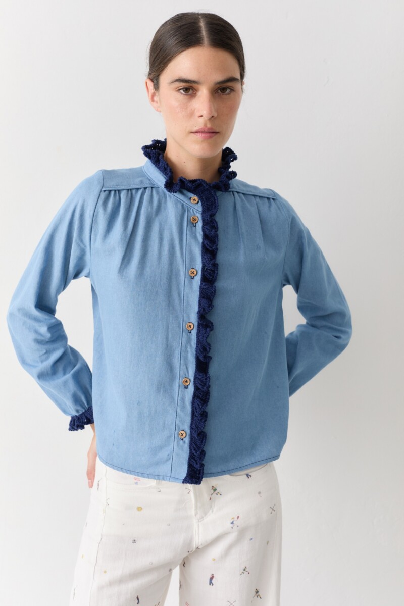 CAMISA SWIM JEAN CROCHET - Celeste 