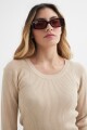 Sweater cuello redondo BEIGE