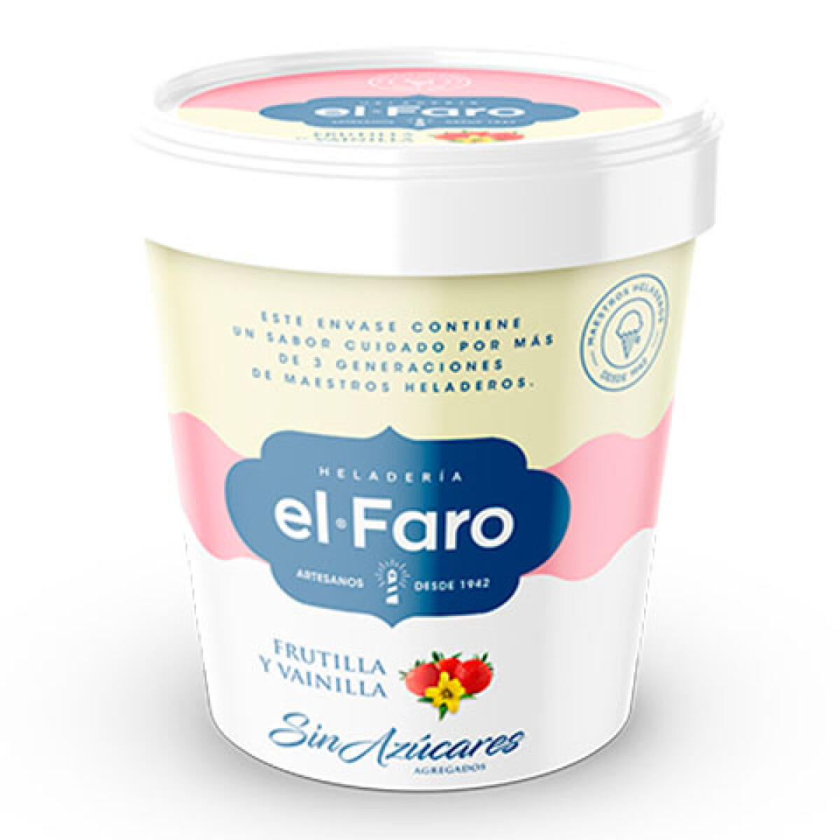 Helado de Frutilla y Vainilla Sin Azúcar El Faro 1.1Lts 