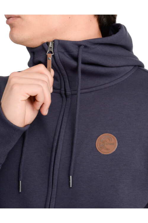 Campera O'Neill Full Zip Leather Patch Azul