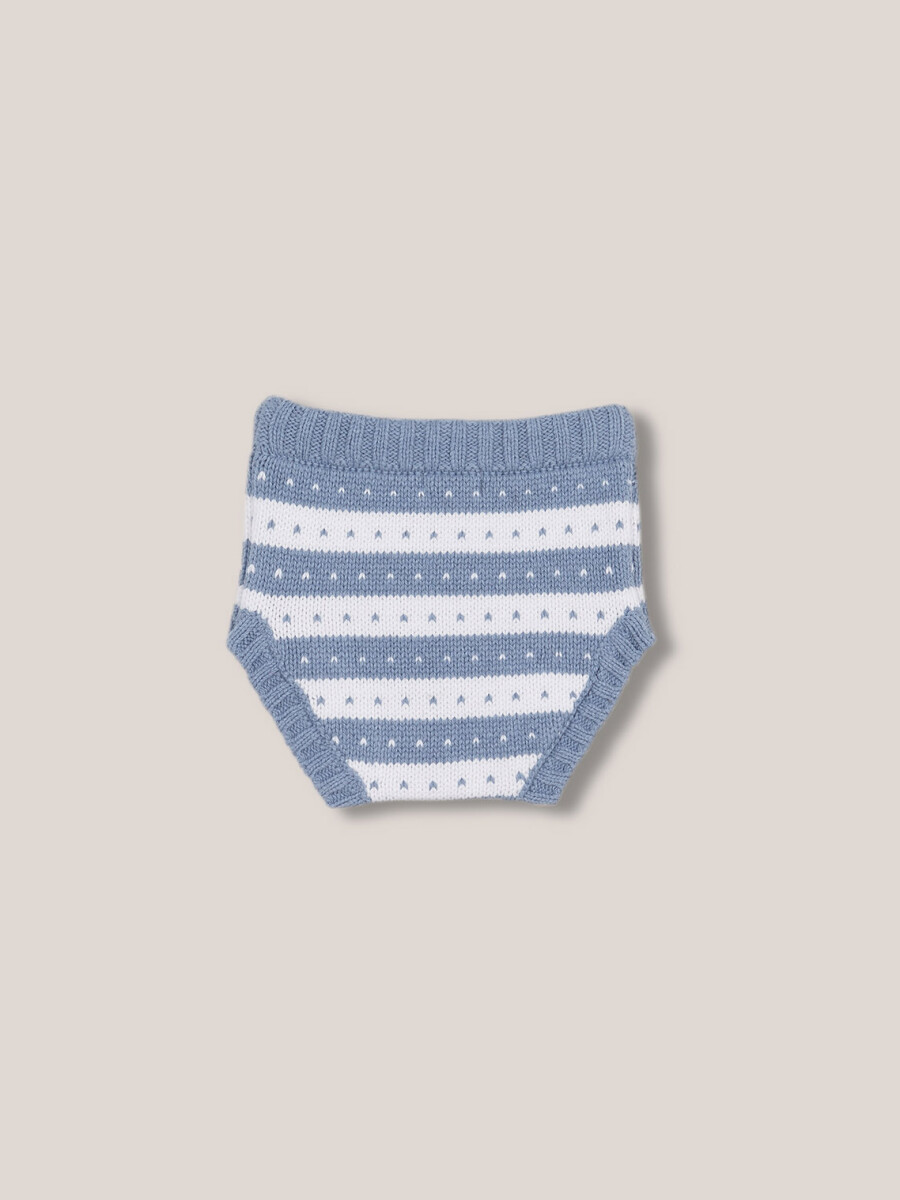 Pantalon De Punto De Rayas Azul Talco