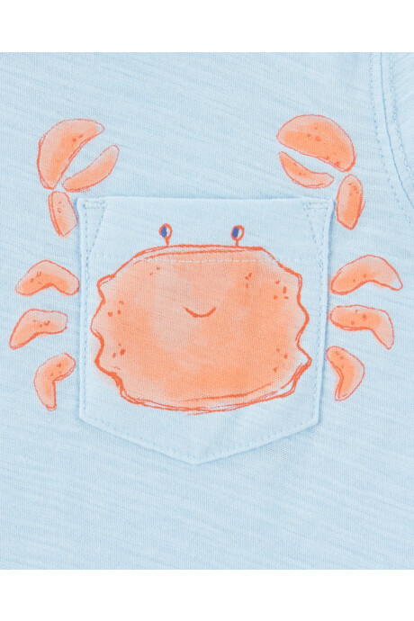 Set dos piezas de algodón, short y remera, diseño cangrejo Set dos piezas de algodón, short y remera, diseño cangrejo