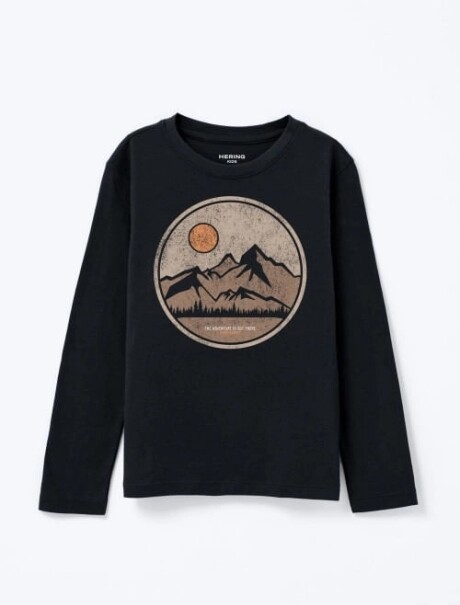 CAMISETA MANGA LARGA INFANTIL CON ESTAMPA AZUL