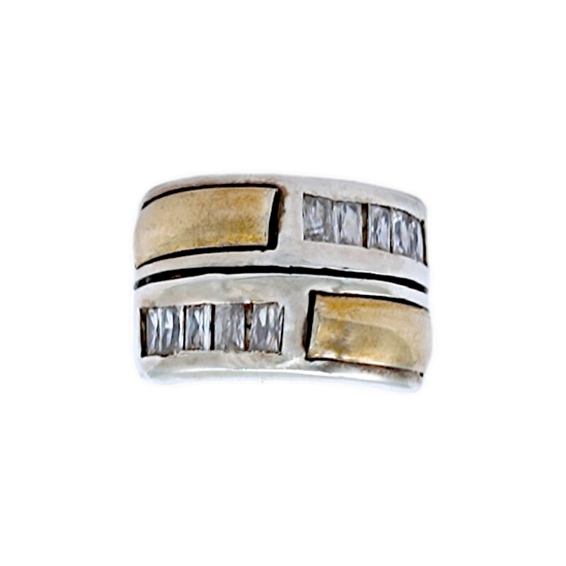 Anillo Doble-Plata y Oro-Piedra Zirconia-AN5357 conpiedra