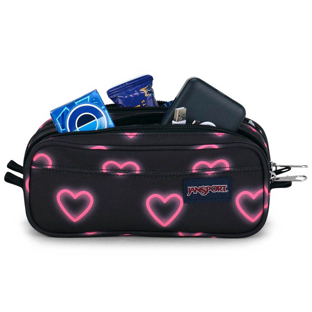 Large Accessory Pouch Happy Hearts Black