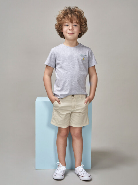 Camiseta Con Print Gris