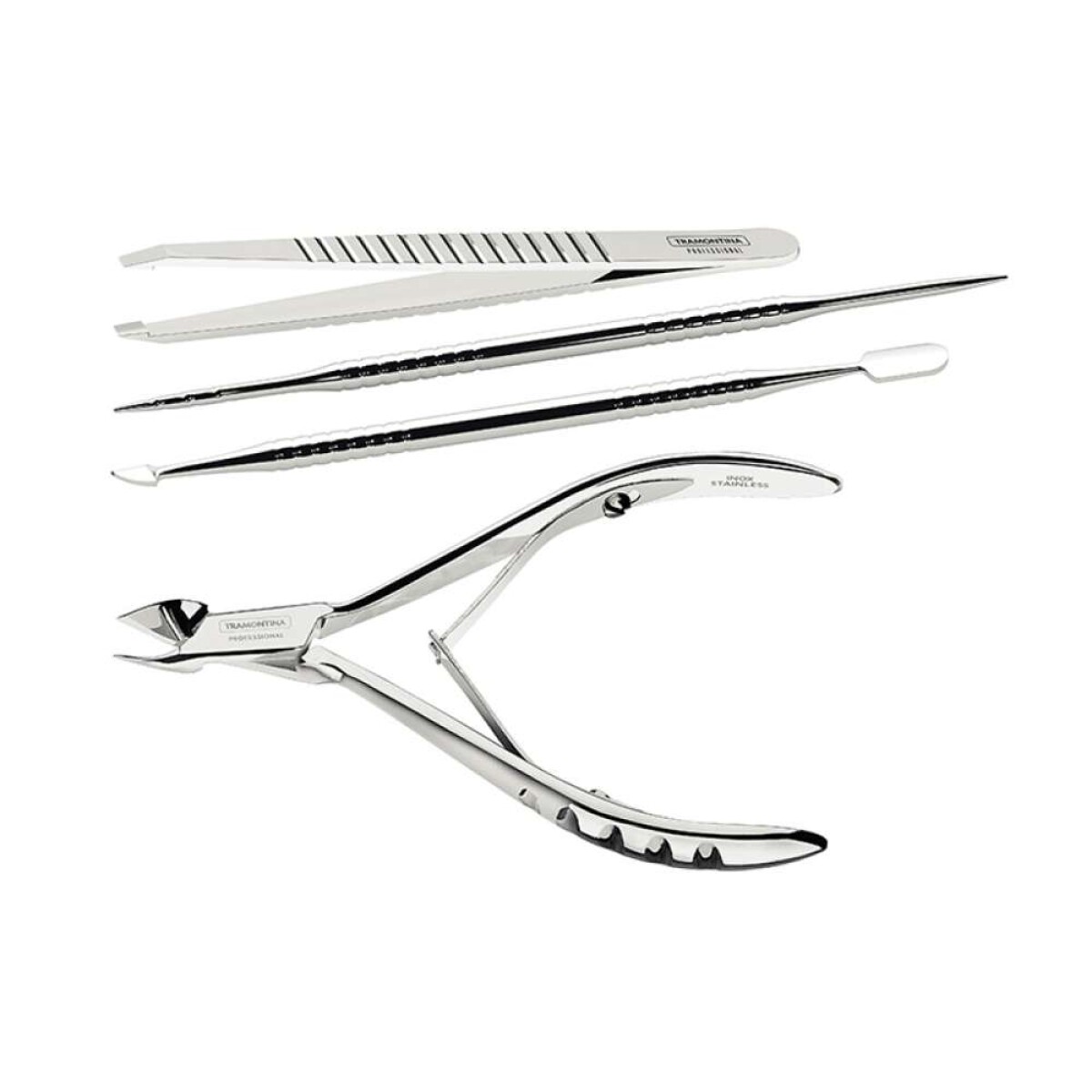 Juego Para Cuticulas + Pinza Tramontina - 4 Piezas 