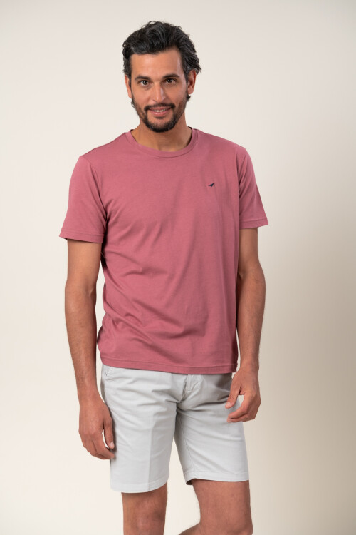 T-Shirt sin bolsillo y con logo Polvo rosa
