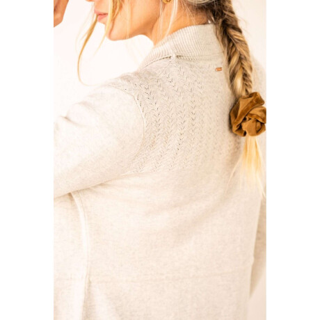 Cardigan C/solapa Algodon Elastano Gris Melange