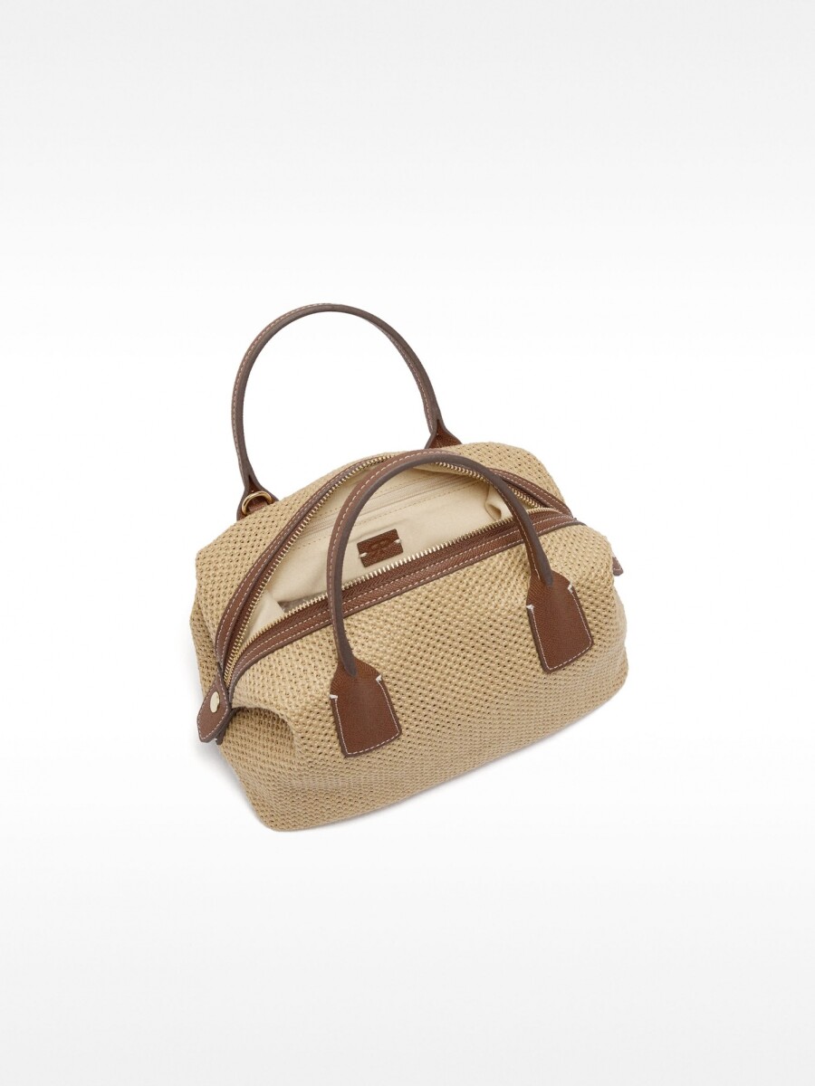 Bolso Tote Efecto Rafia Con Bandolera M natural