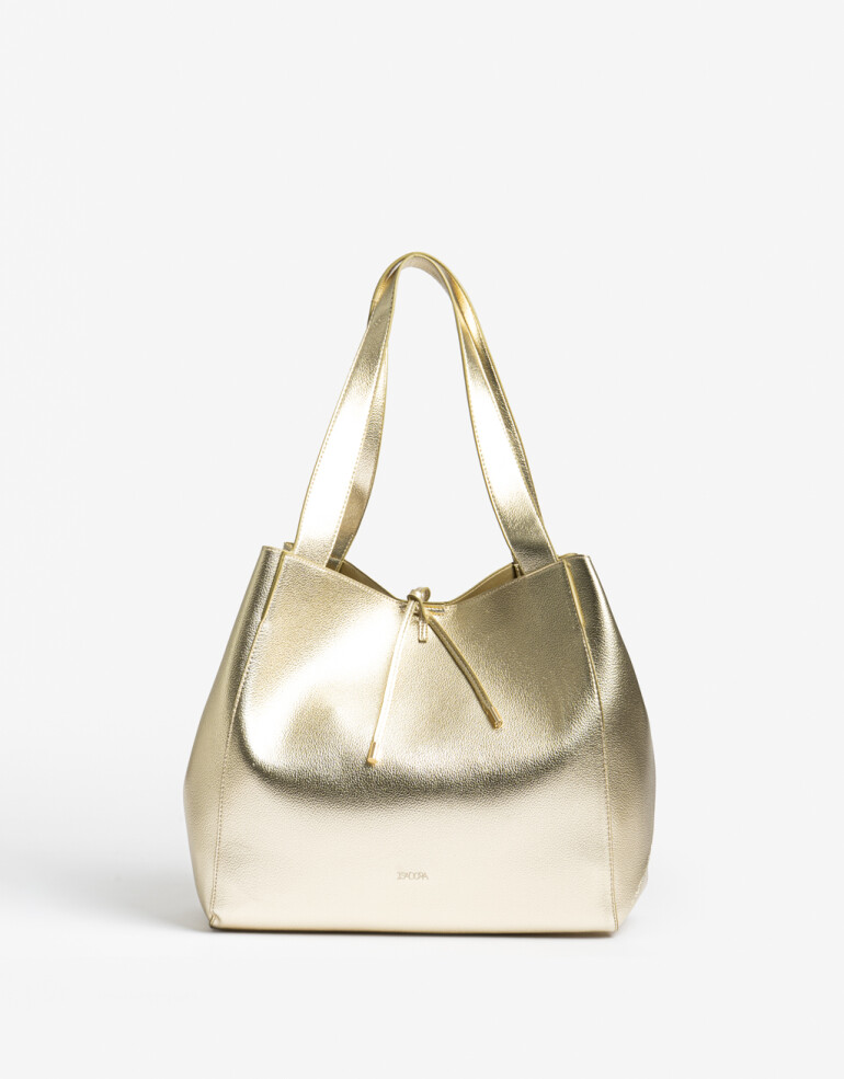 Shopper Basicos Shopper Con Bolso Dorado - Dorado
