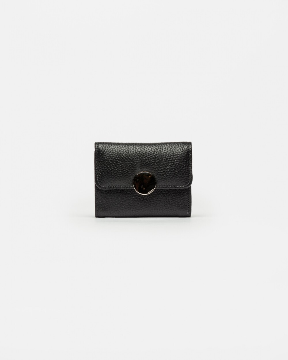 Billetera The Circle En Cuero Graneado Negro