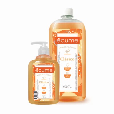 Jabón Ecume Clasico Repuesto 980 Ml. + Dispensador 340 Ml. Jabón Ecume Clasico Repuesto 980 Ml. + Dispensador 340 Ml.