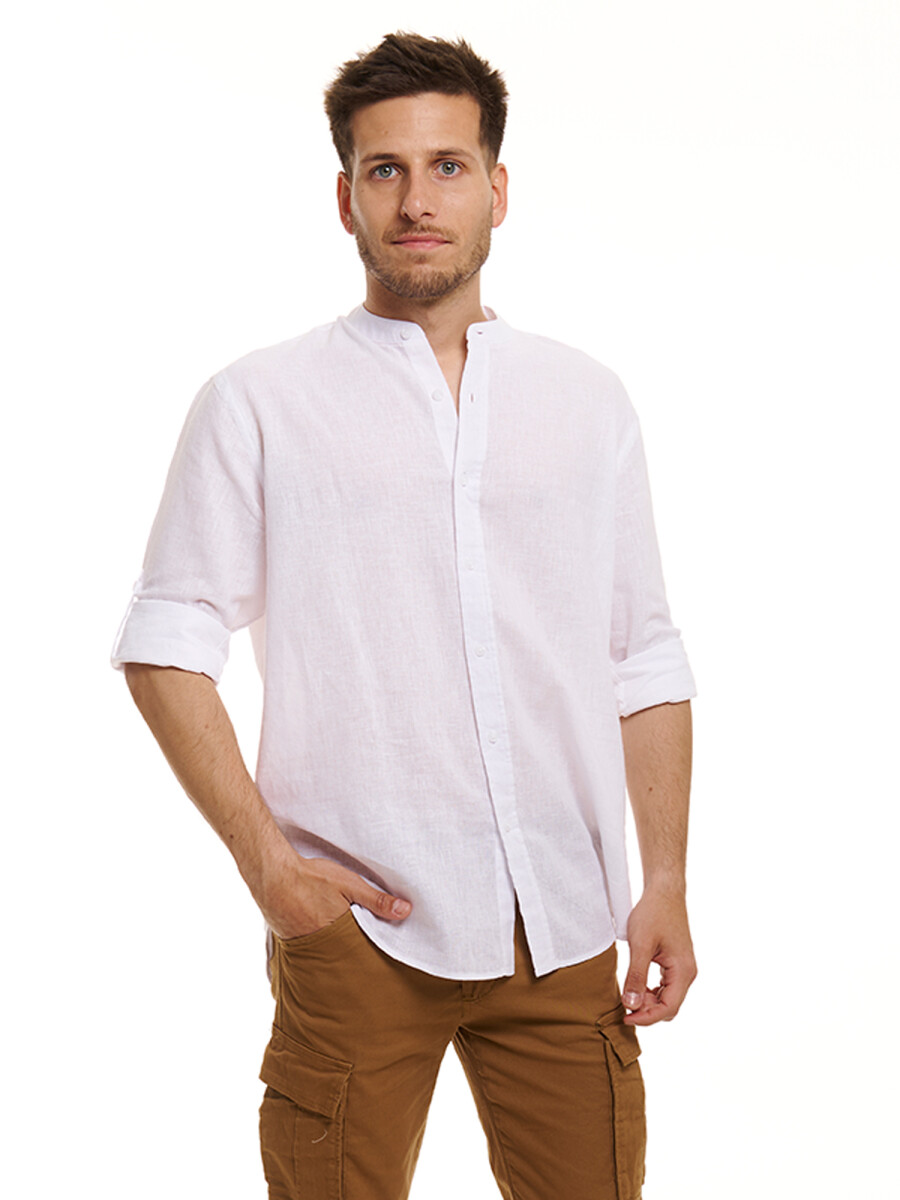 Camisa m/l lino - blanco 
