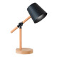 Lampara Escritorio Portátil Nórdica Metal Madera Ajustable Negro